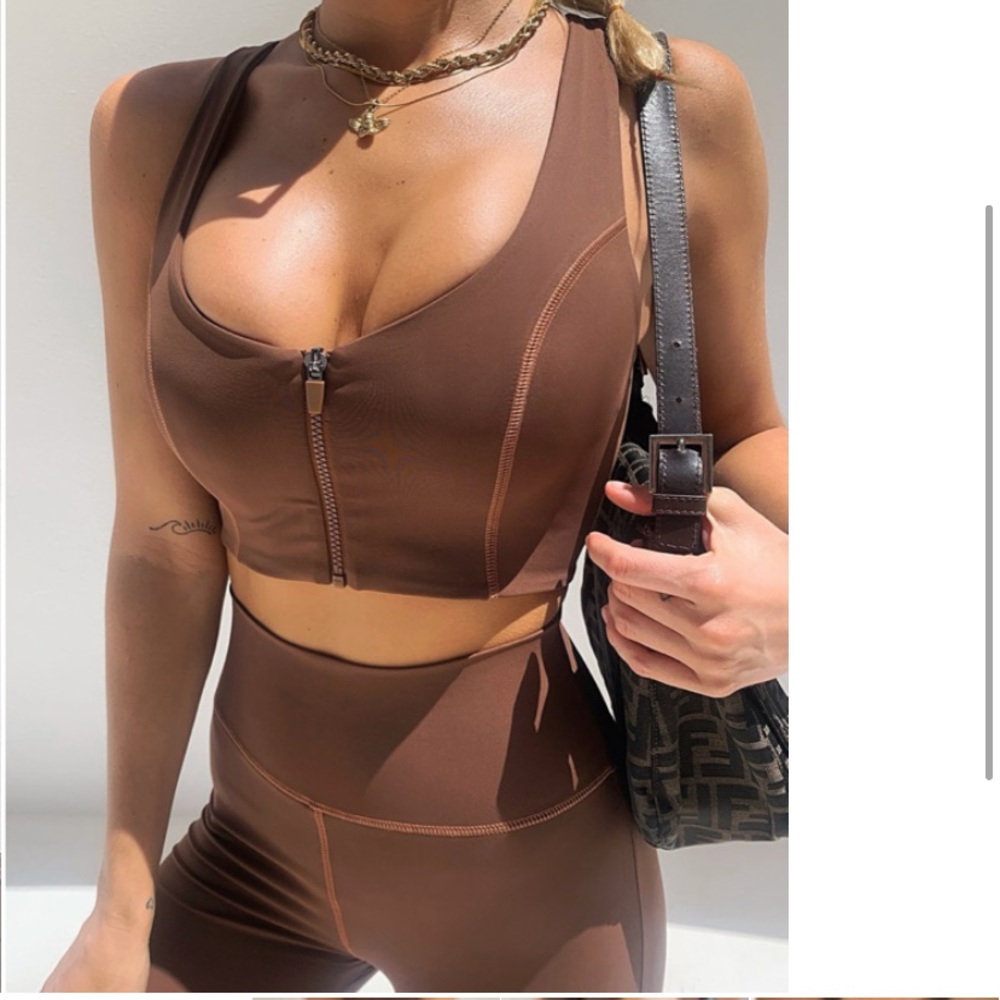 Brown zip up top